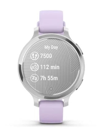 Garmin Lily 2 Active – Smartwatch – 38 mm, GPS, Bluetooth, Gorilla Glass 3, 5 ATM, Silber, Purple Jasmine