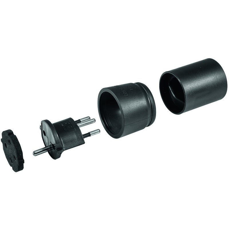 Steffen Adapterkabel, Schuko zu T12, 3-polig, IP44, 10 A 250 V – schwarz