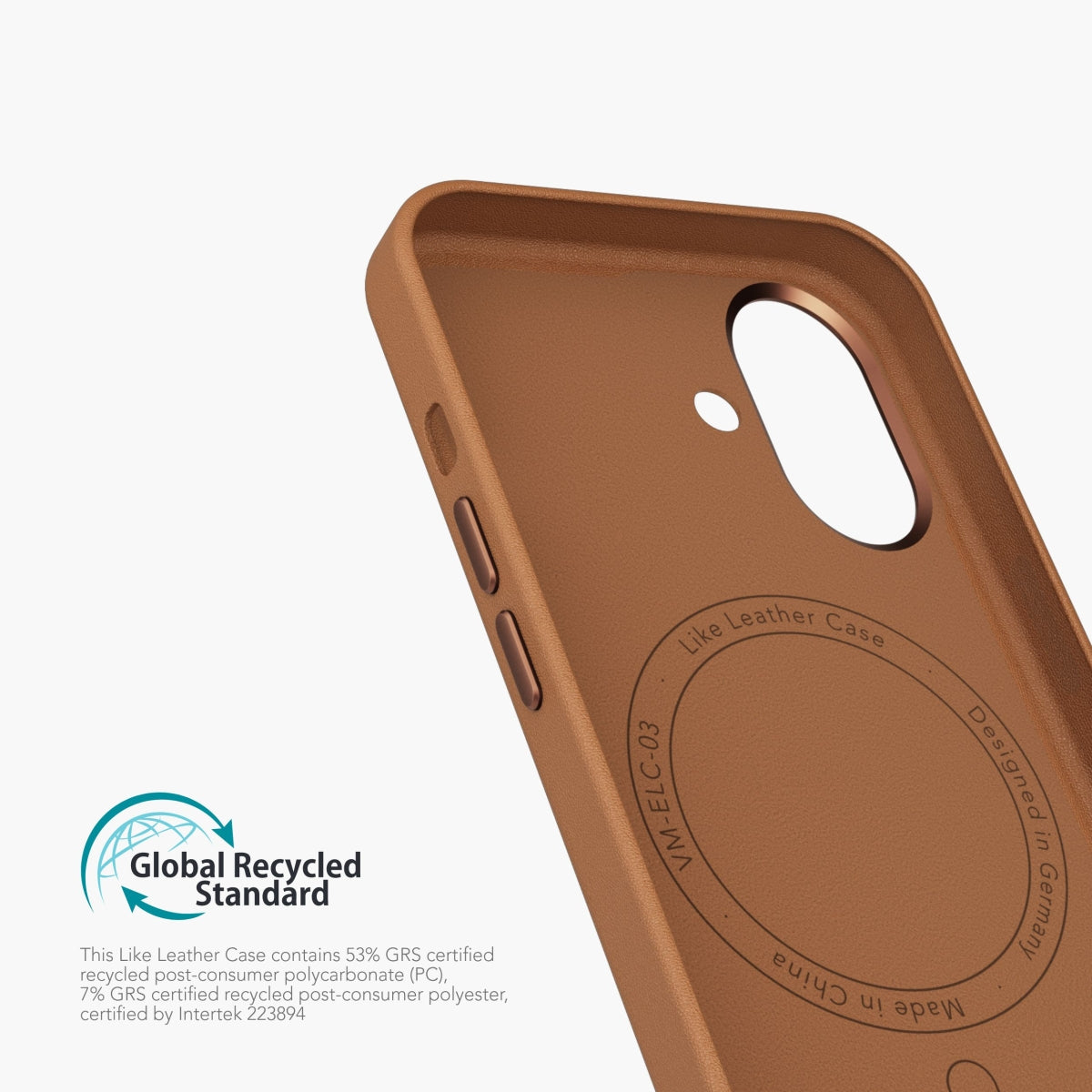 Vonmählen Like Leather Backcover – für Apple iPhone 16, MagSafe, Veganes Leder + Mikrofaser, Braun