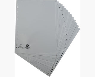 Exacompta Register A4 – alphabetisch A–Z, 26 Taben, PP (recycelt, 120 µm), grau, universelle Lochung