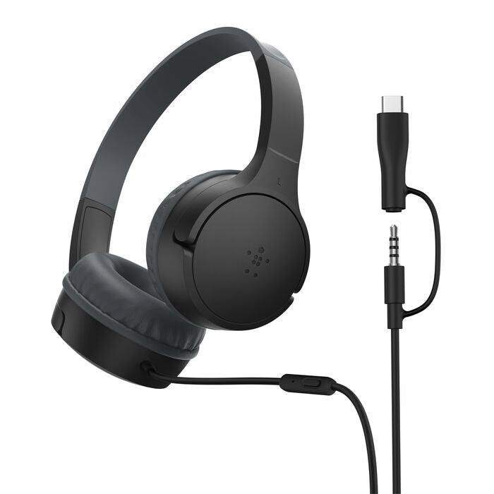 Belkin SOUNDFORM Mini – On-Ear Kopfhörer – USB-C, 3,5 mm Klinke – Schwarz