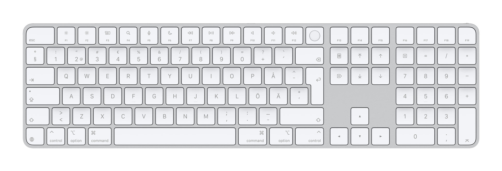 Apple Magic Keyboard Universal – Tastatur – Bluetooth & kabelgebunden (USB‑C) – QWERTY (SE) – Weiss – für Mac