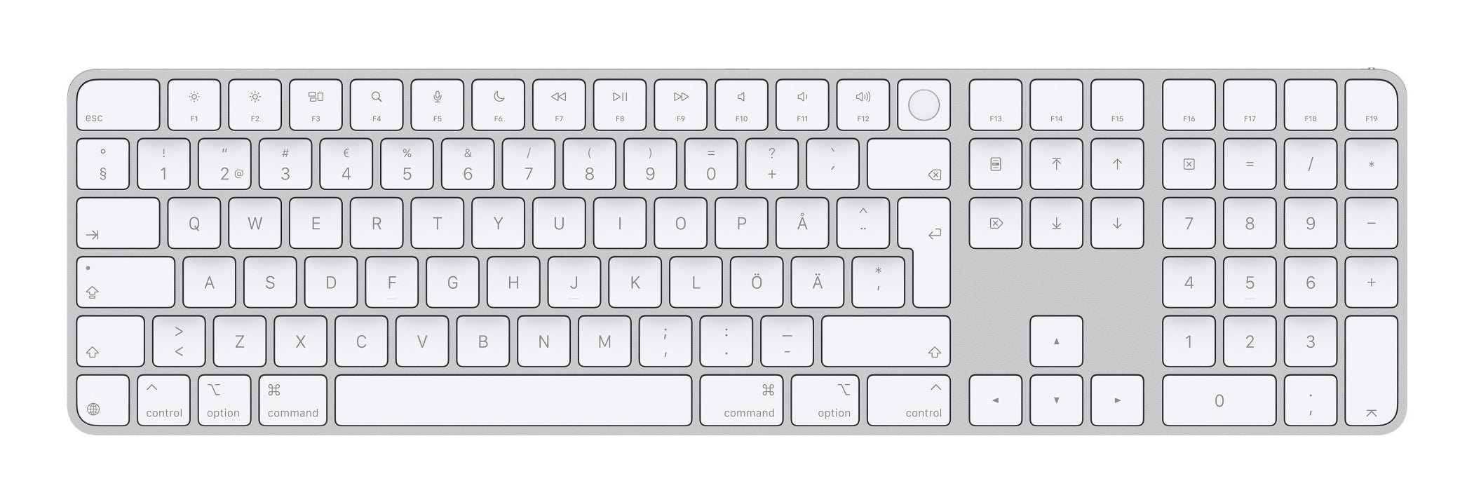 Apple Magic Keyboard Universal – Tastatur – Bluetooth & kabelgebunden (USB‑C) – QWERTY (SE) – Weiss – für Mac