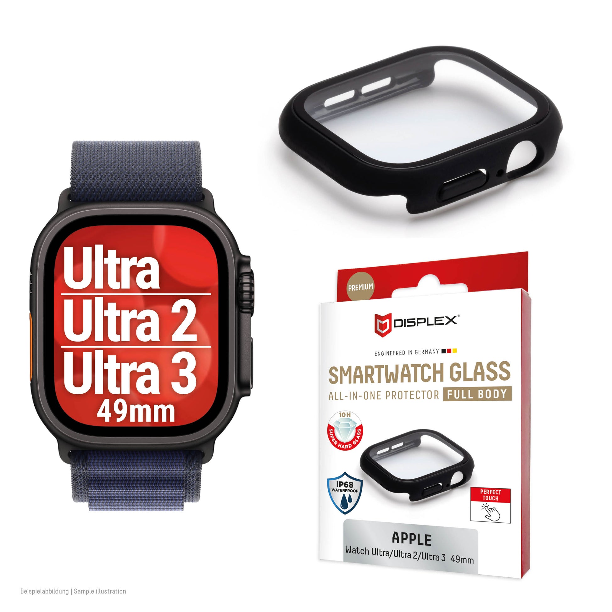 Displex Full Body Displayschutz 49 mm – Schwarz, für Apple Watch Ultra 3/Ultra 2/Ultra (49 mm)