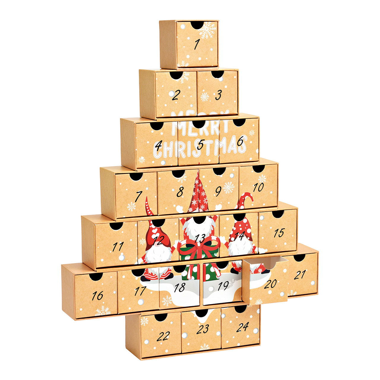G. Wurm Adventskalender – Tannenbaum – 24 Türchen – 37,5 × 47,5 × 6 cm – Karton, Mehrfarbig