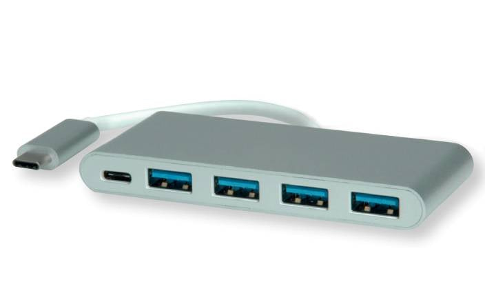 ROLINE USB-Hub – USB-C, 4× USB-A, PD