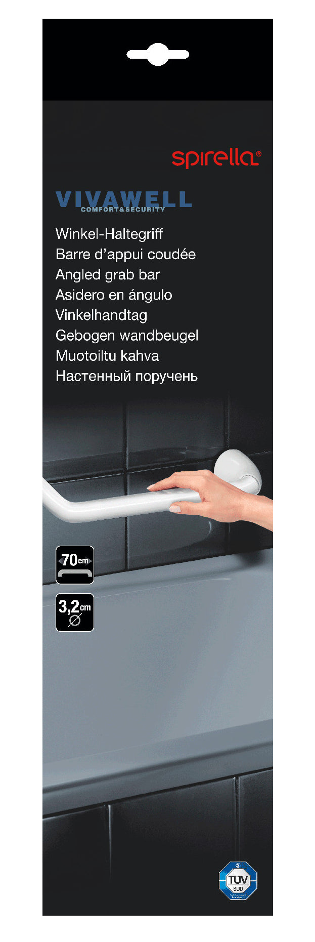 Spirella Wannengriff – 73,5 cm, Edelstahl, Wandmontiert