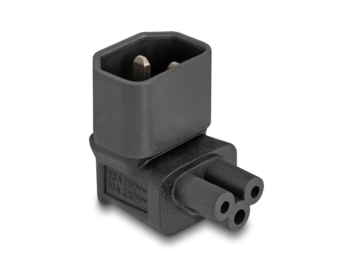 DeLOCK Netzadapter IEC 60320 C14 zu C5 – 250 V, 2,5 A, 90° abgewinkelt – Schwarz