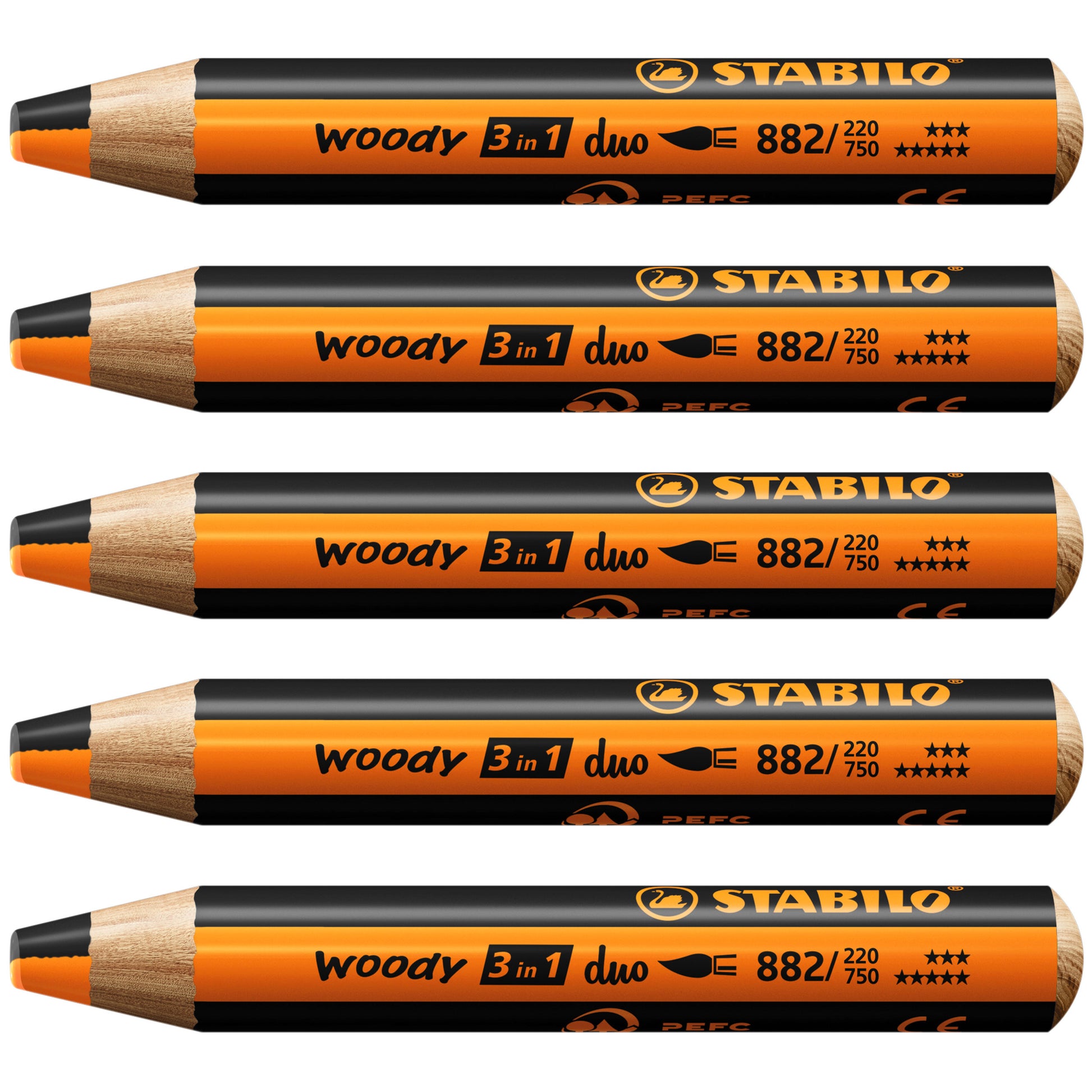 STABILO woody 3 in 1 Duo – 5 Duofarben, mit Spitzer