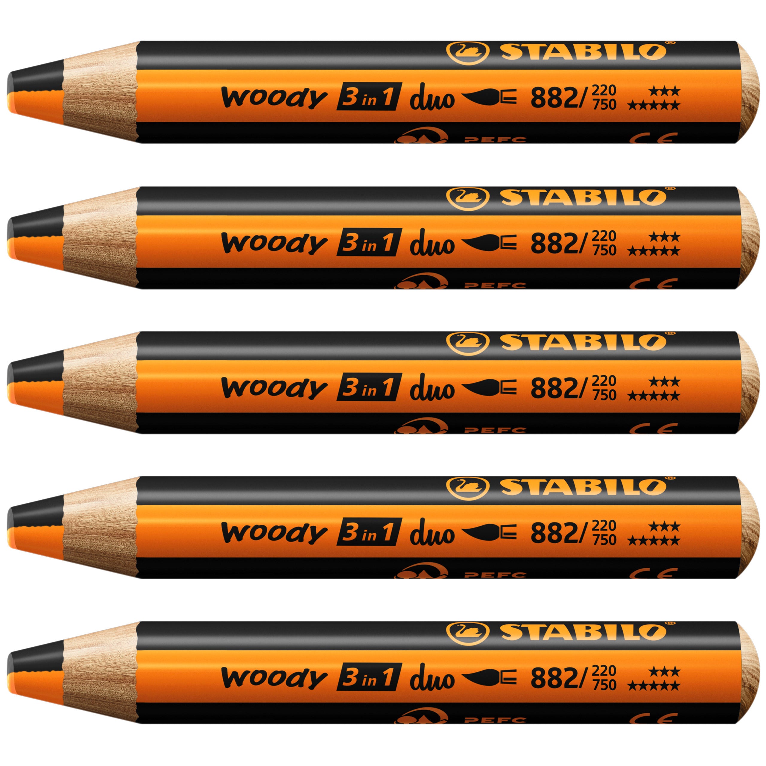 STABILO woody 3 in 1 Duo – 5 Duofarben, mit Spitzer