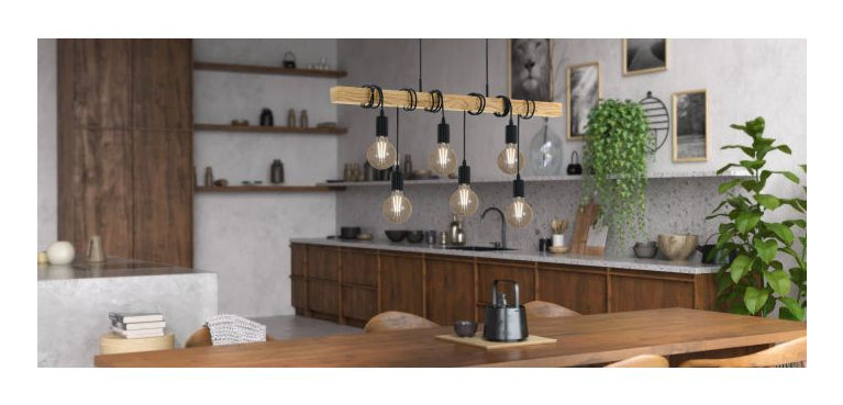 EGLO Pendelleuchte Townshend – 10,0 × 100,0 × 110,0 cm, 360 W, nicht dimmbar, schwarz/braun