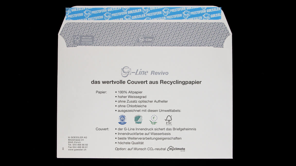 Goessler Couvert C5 (155 × 220 mm), mit Fenster, selbstklebend, weiss, 100 g/m², Recyclingpapier – 500 Stk.