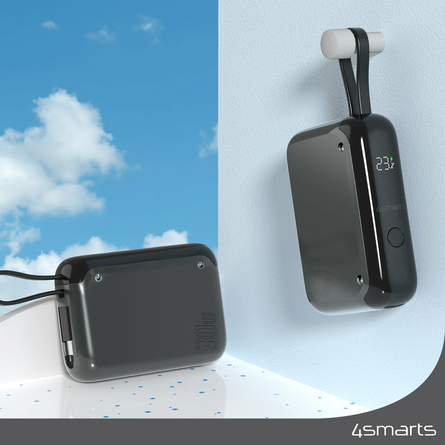 4smarts Powerbank Pocket 10'000 mAh spacegrau – 2 Geräte Ausgang