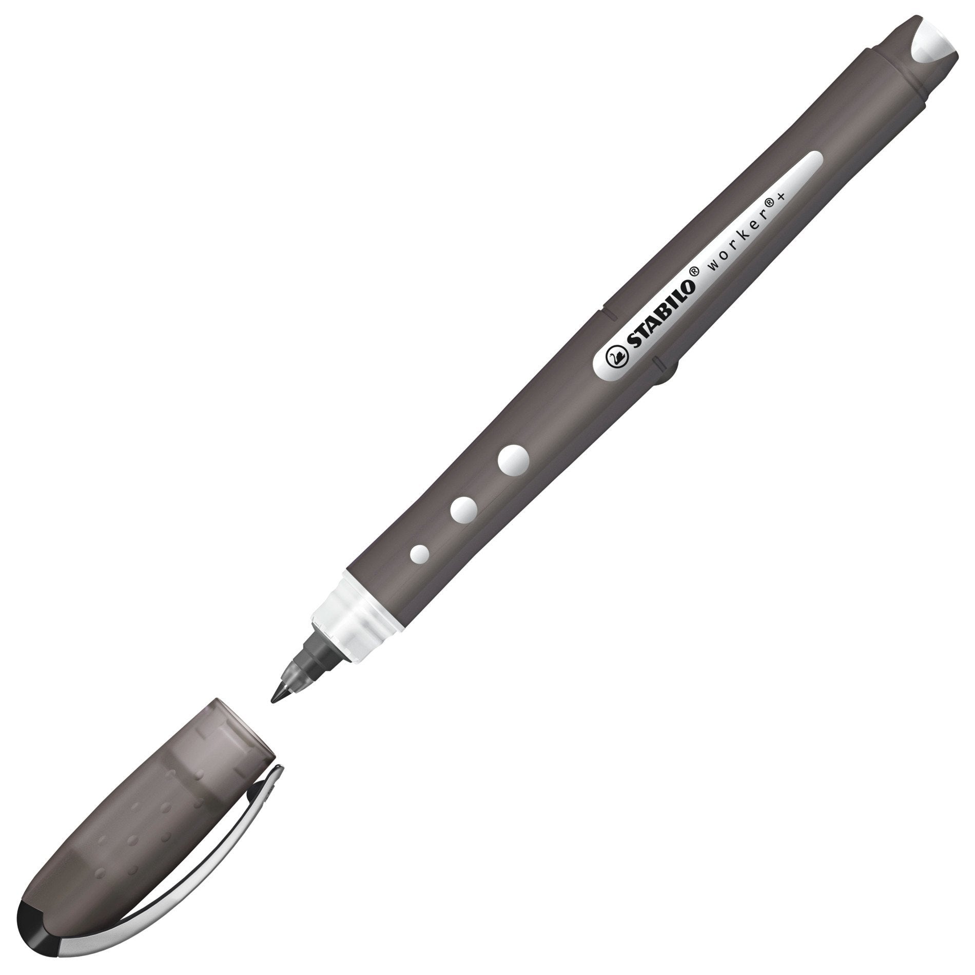 STABILO worker+ colorful – Tintenroller, mit Kappe, 0,5 mm, schwarz, für Linkshänder