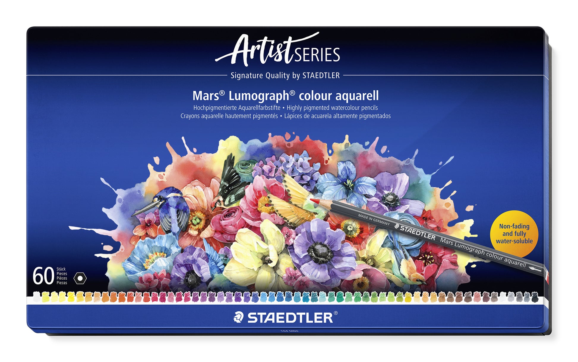 STAEDTLER Aquarellfarbstifte Mars Lumograph colour – Minen-Ø 3,6 mm, 60 Farben
