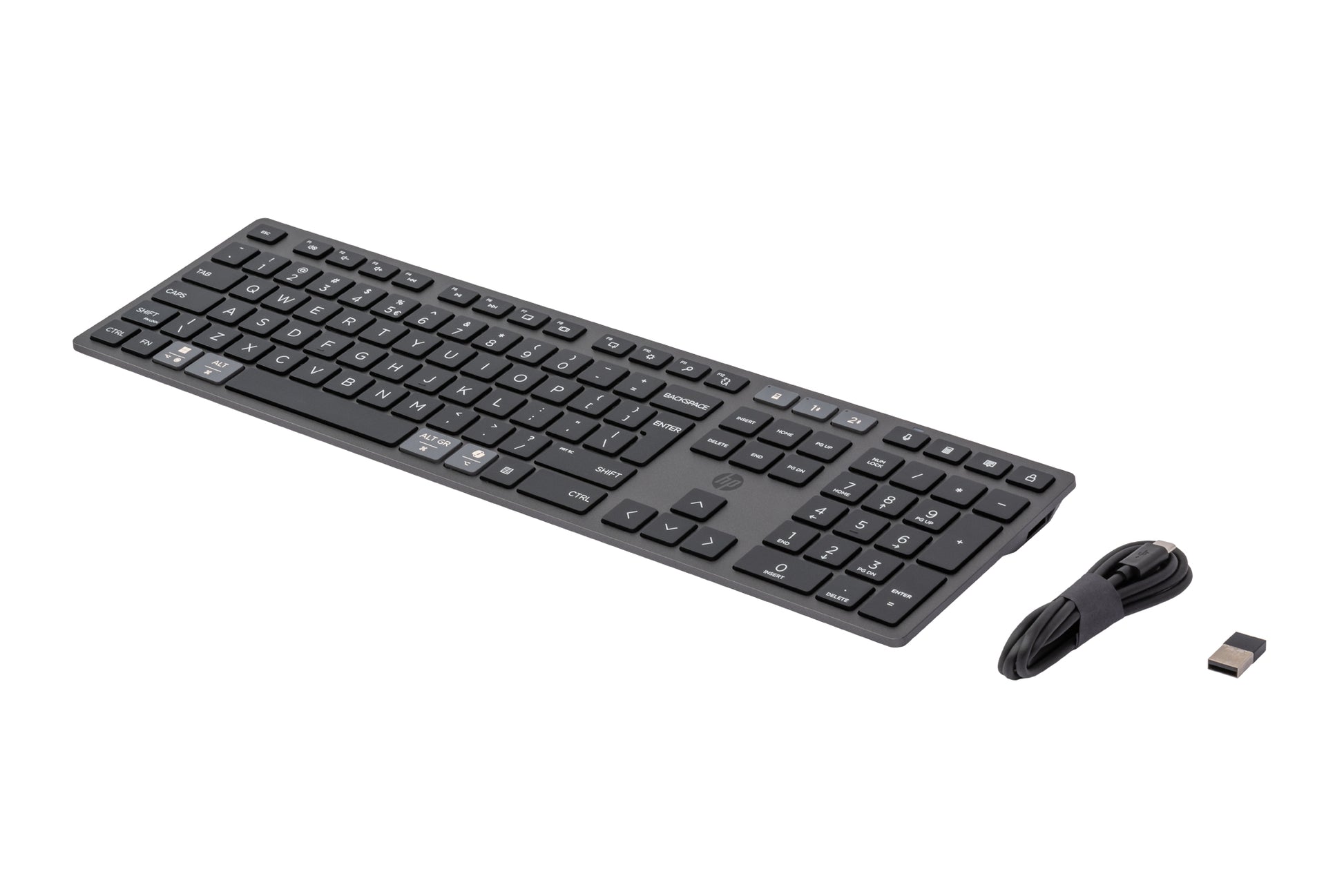 HP 720 Multi-Device Rechargeable – Tastatur, QWERTY, Fullsize (100%), Mechanisch, USB + Bluetooth, Schwarz