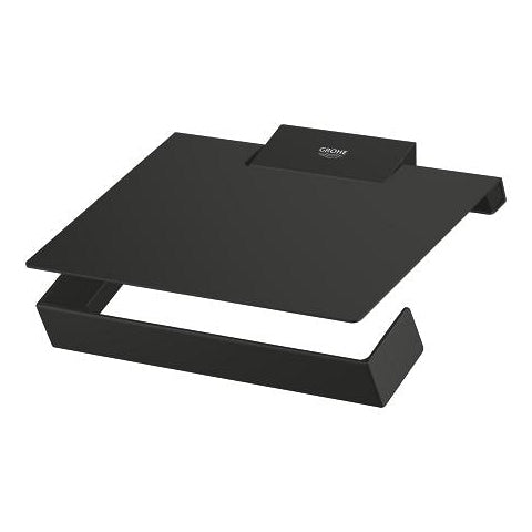 GROHE Selection Cube – Toilettenpapierhalter – Metall, schwarz, wandmontiert, mit Deckel