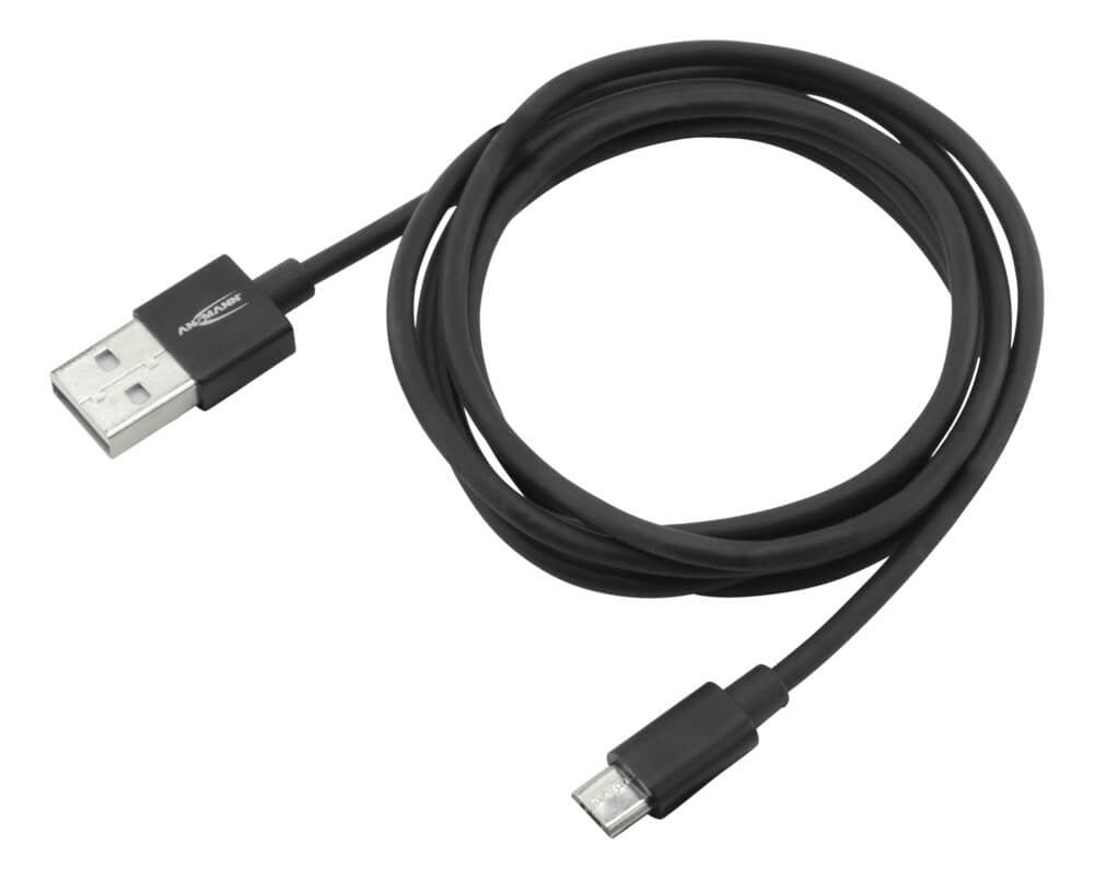 Ansmann USB-A auf Micro-USB-B Kabel – USB 2.0 (480 Mbit/s) – 1,2 m – Schwarz