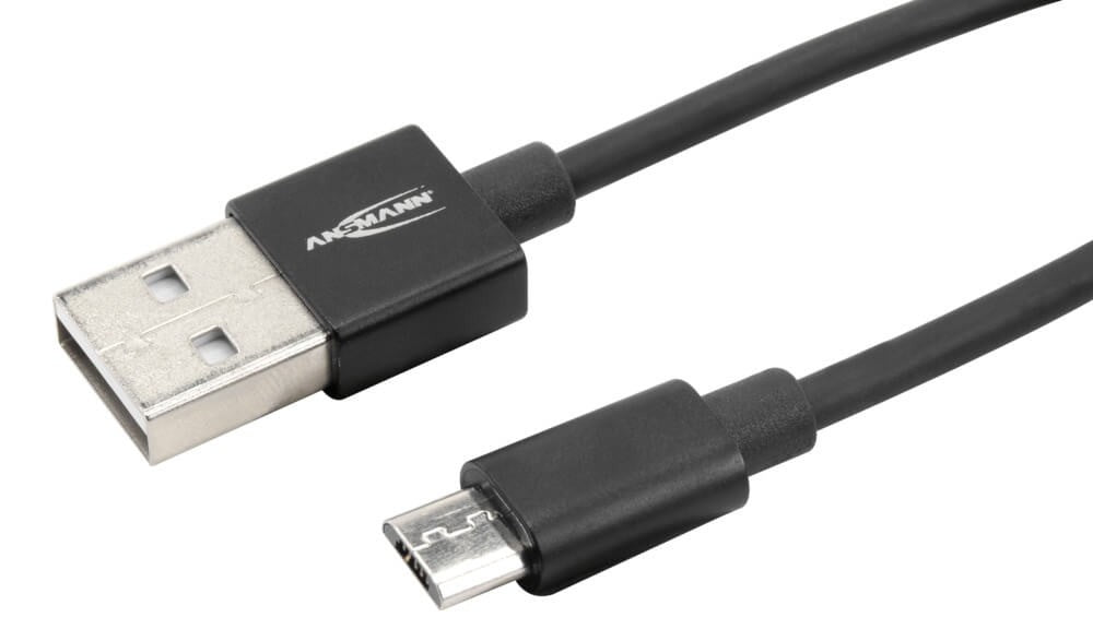 Ansmann USB-A auf Micro-USB-B Kabel – USB 2.0 (480 Mbit/s) – 1,2 m – Schwarz