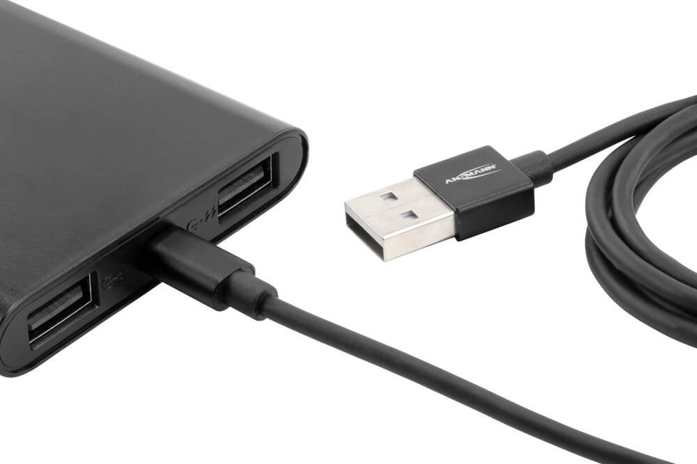 Ansmann USB-A auf Micro-USB-B Kabel – USB 2.0 (480 Mbit/s) – 1,2 m – Schwarz