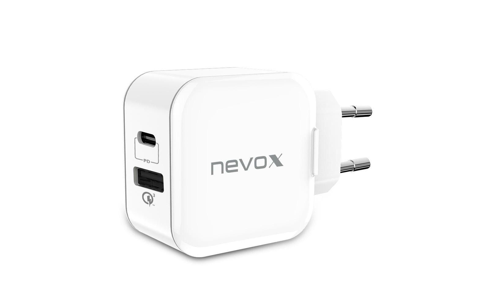 Nevox 1760 USB-Ladegerät 18 W – USB-C, QC 3.0, PD – für universelle mobile Geräte – Weiss