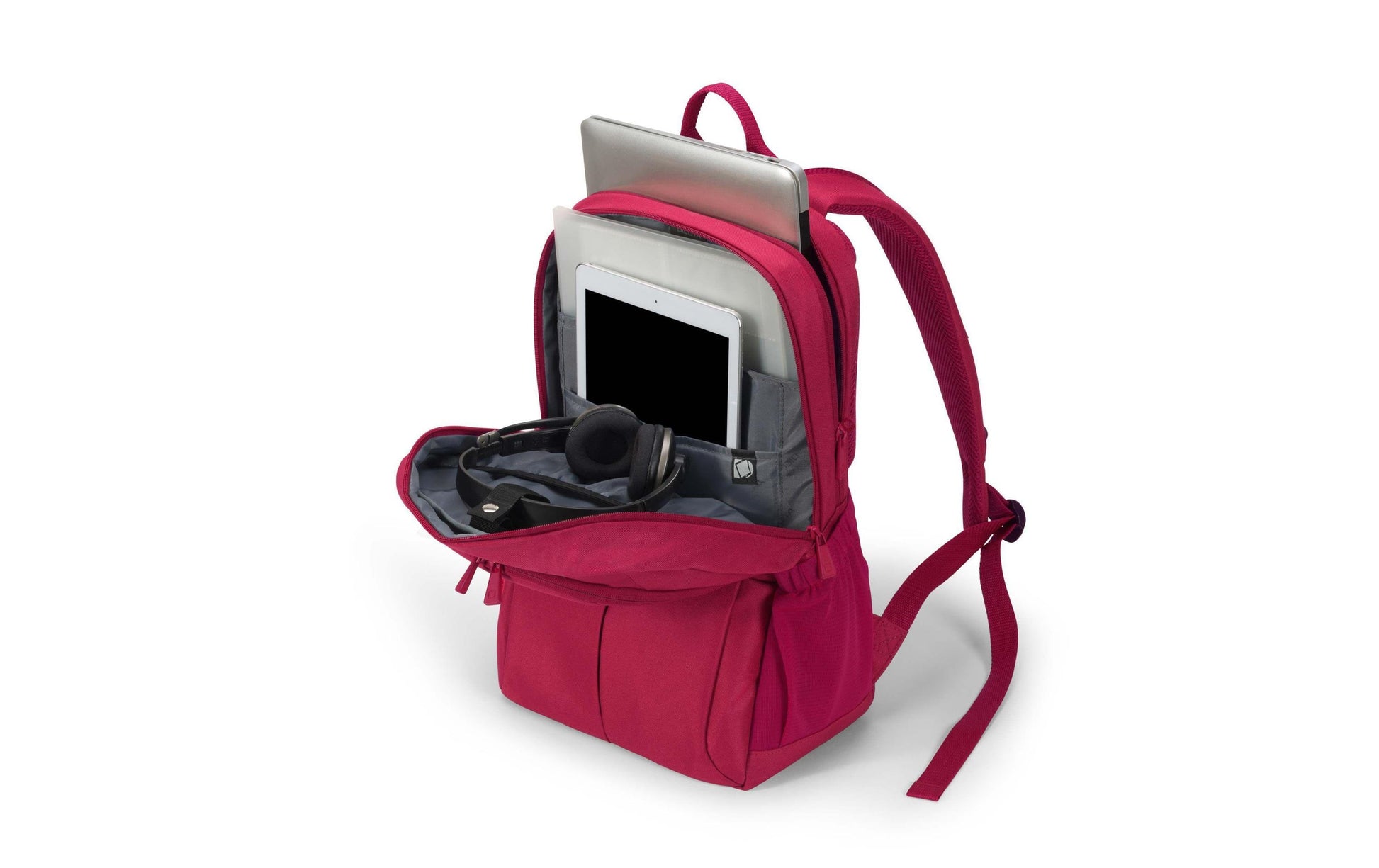 DICOTA Notebook-Rucksack ECO SCALE – 19,5 l, mit Tablet-Fach, rPET-Polyester – Rot, 295 × 450 × 170 mm