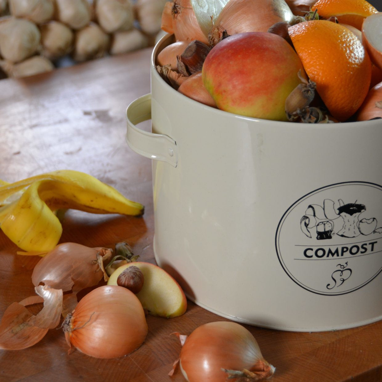 Esschert Design Komposteimer – 6,3 l – Stahl, rund – Creme