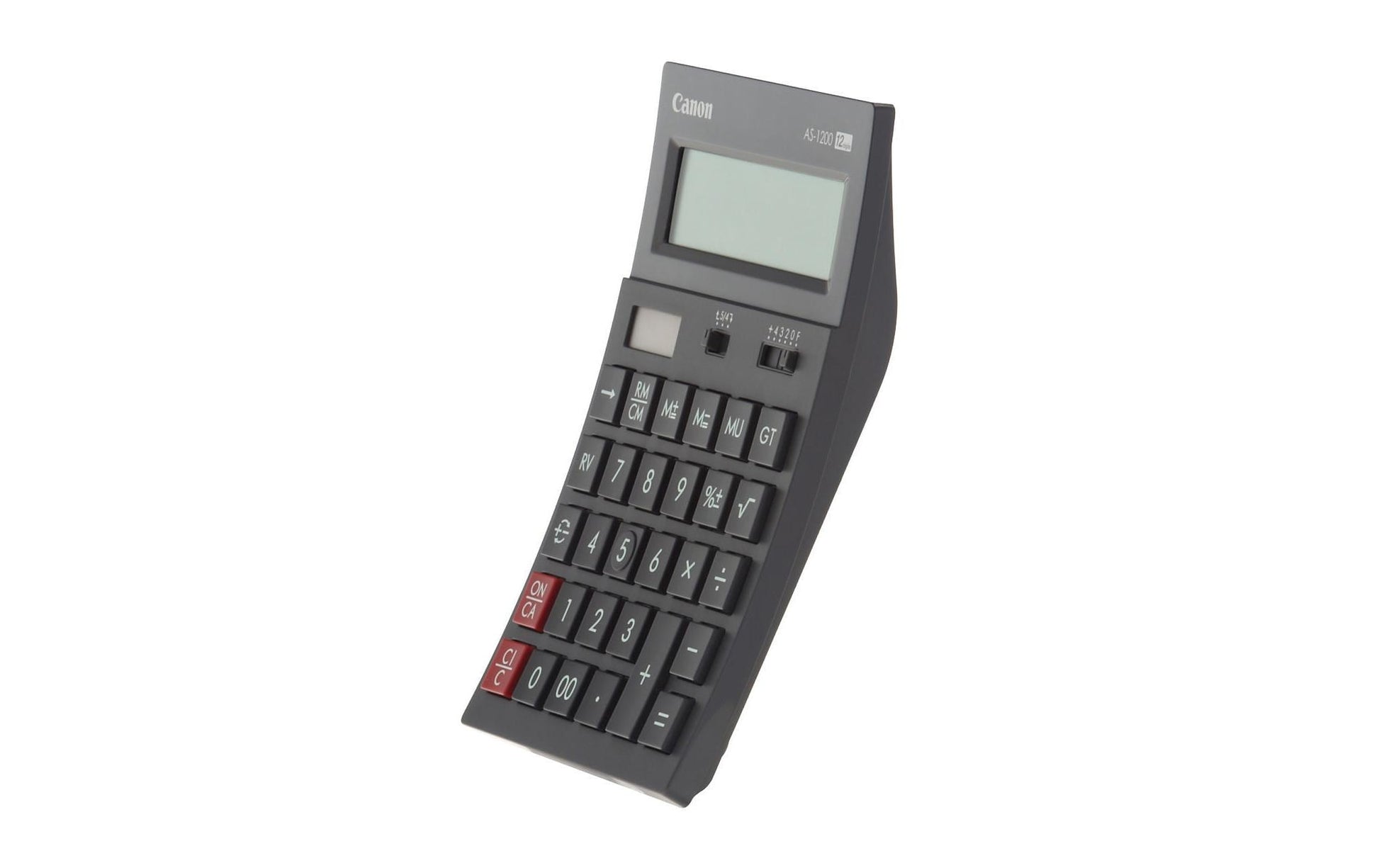 Canon Tischrechner AS-1200 – 12-stellig, LCD, Prozent/Rundung, Solar + Batterie, Schwarz