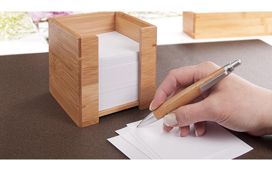 Wedo Zettelbox – 900 Blatt, 90 × 90 mm, Bambus, Holz, 103 × 103 × 105 mm