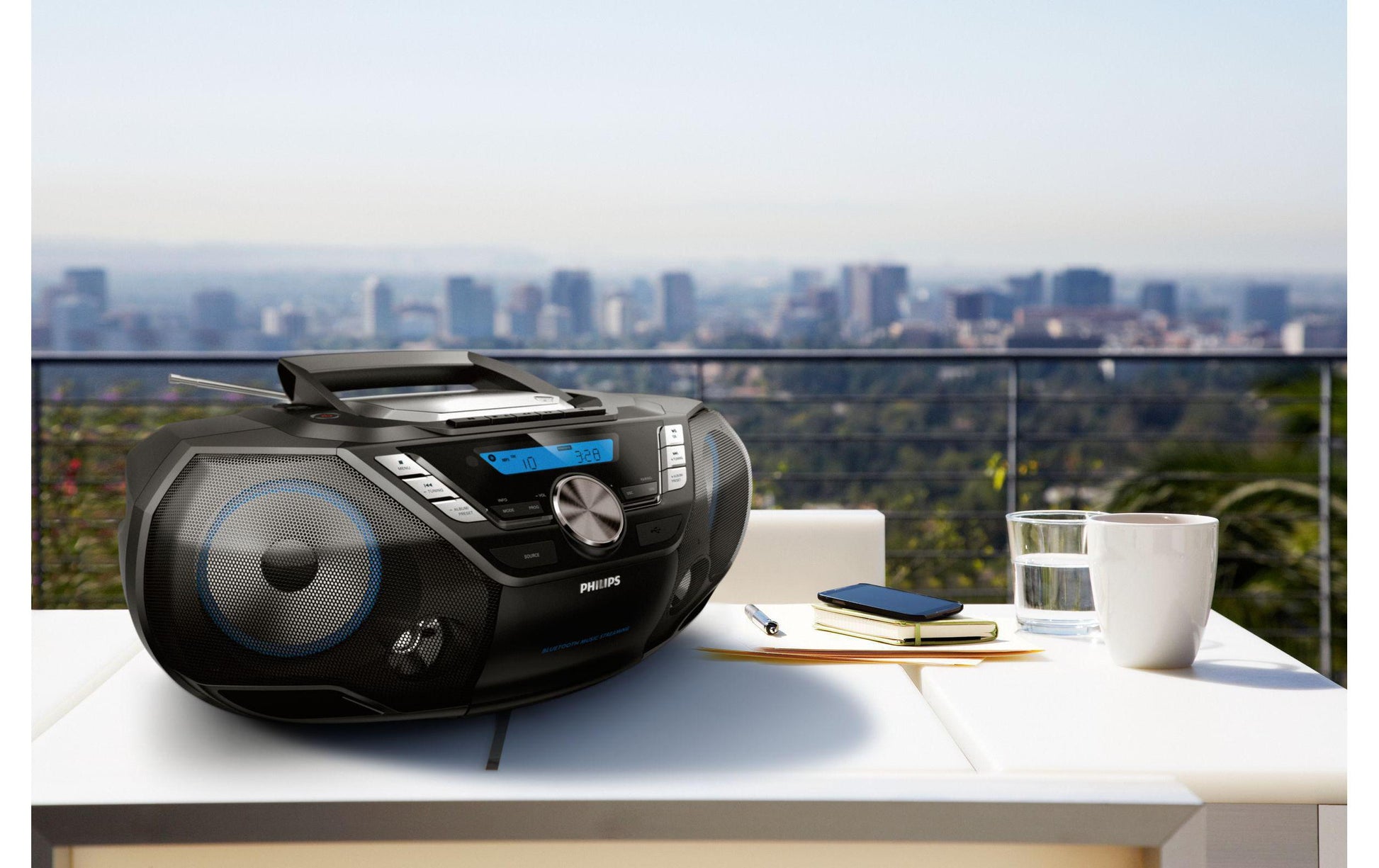 Philips AZB798T/12 – Mobiler CD-Player, DAB+/FM, Bluetooth, CD & Kassette, USB, 12 W, Batterie/Netz – Schwarz