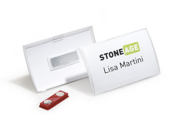 Durable Namensschild – 75 × 40 mm, Kunststoff, transparent, mit Magnet – 10 Stück