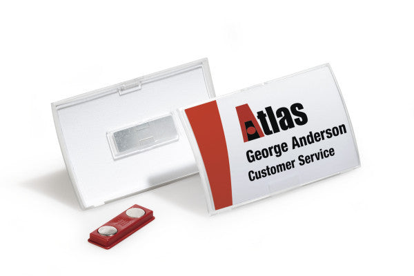 Durable Namensschild – 75 × 40 mm, Kunststoff, transparent, mit Magnet – 10 Stück