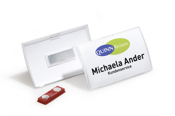 Durable Namensschild – 75 × 40 mm, Kunststoff, transparent, mit Magnet – 10 Stück
