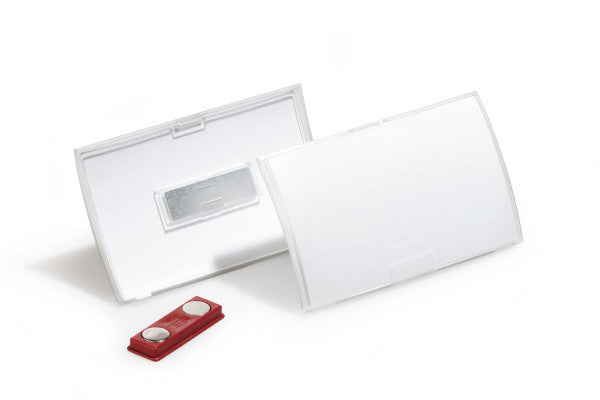 Durable Namensschild – 75 × 40 mm, Kunststoff, transparent, mit Magnet – 10 Stück