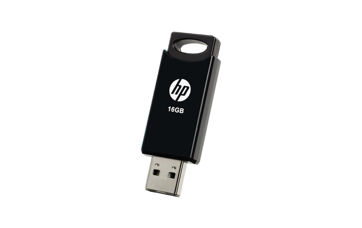 HP v212w USB-Stick 16 GB – USB-A 2.0, 14/4 MB/s, Diamant, mit Schlüsselanhänger, Schwarz
