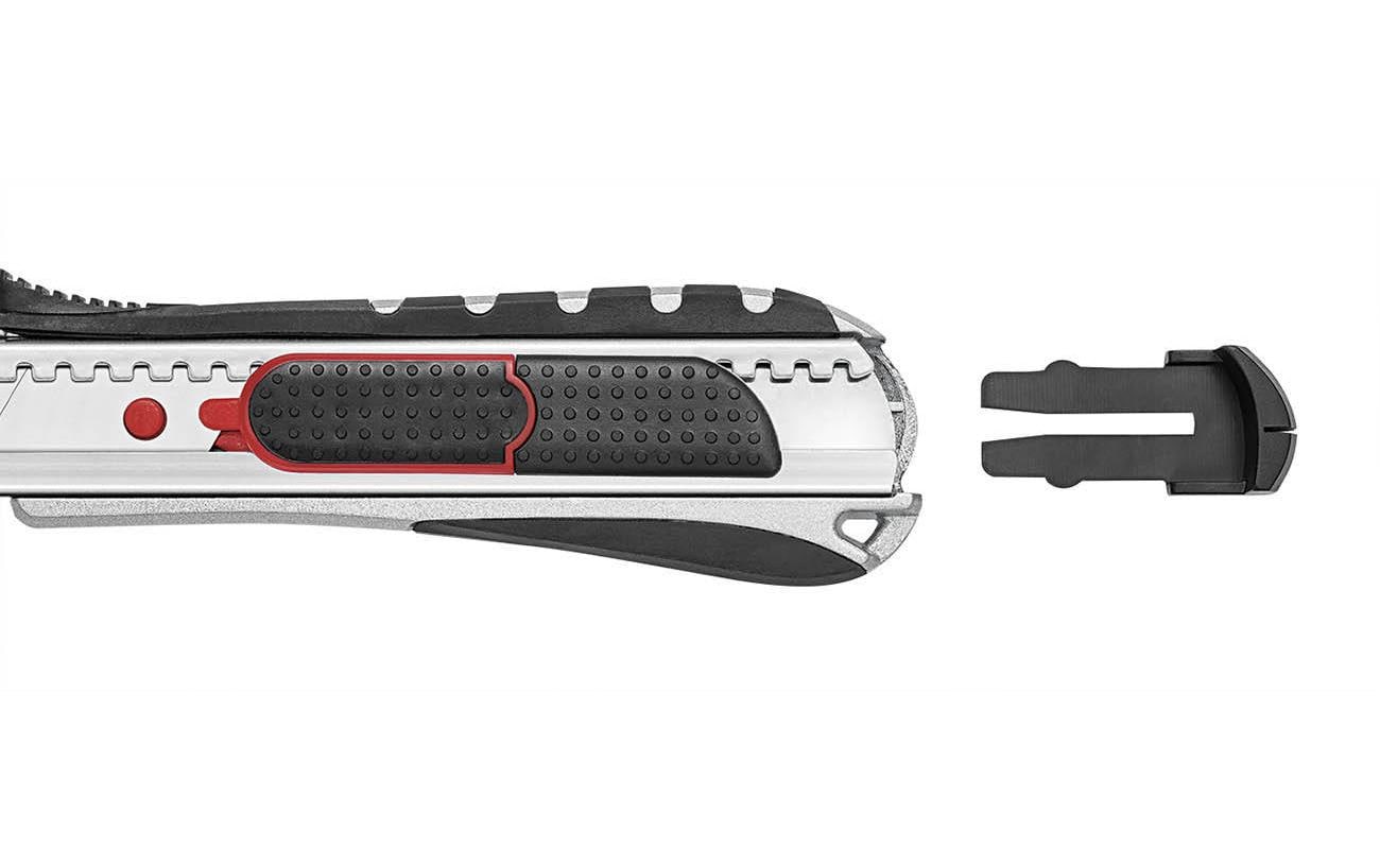 Wedo Safety Cutter 2in1 – Abbrechmesser 18 mm, einziehbar, Edelstahl, rot, 1 Stk.