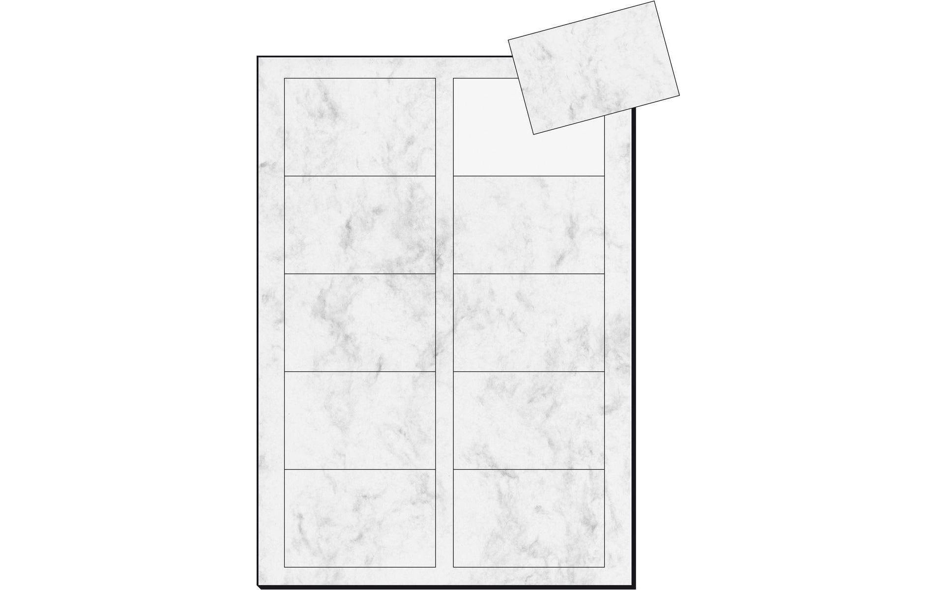 Sigel Visitenkarten, 85 × 55 mm – A4, 10 pro Blatt – 100 Karten – FSC zertifiziert, Marmor Grau
