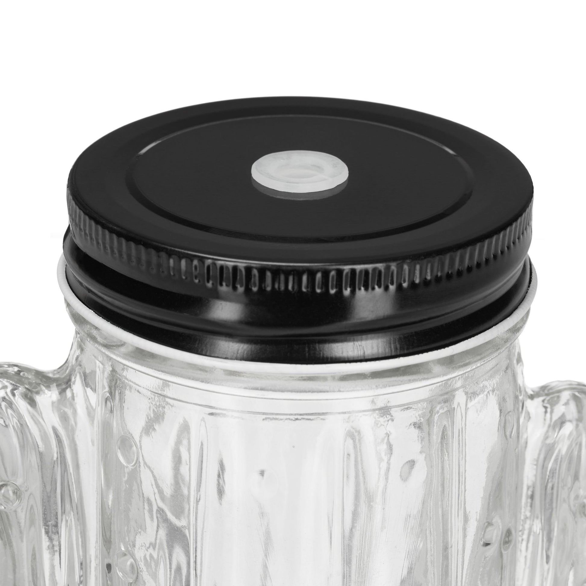 Relaxdays Trinkkrug – 8er Set, 500 ml, 11,0 × 7,0 × 14,5 cm, Glas, Schwarz/Transparent, mit Halm