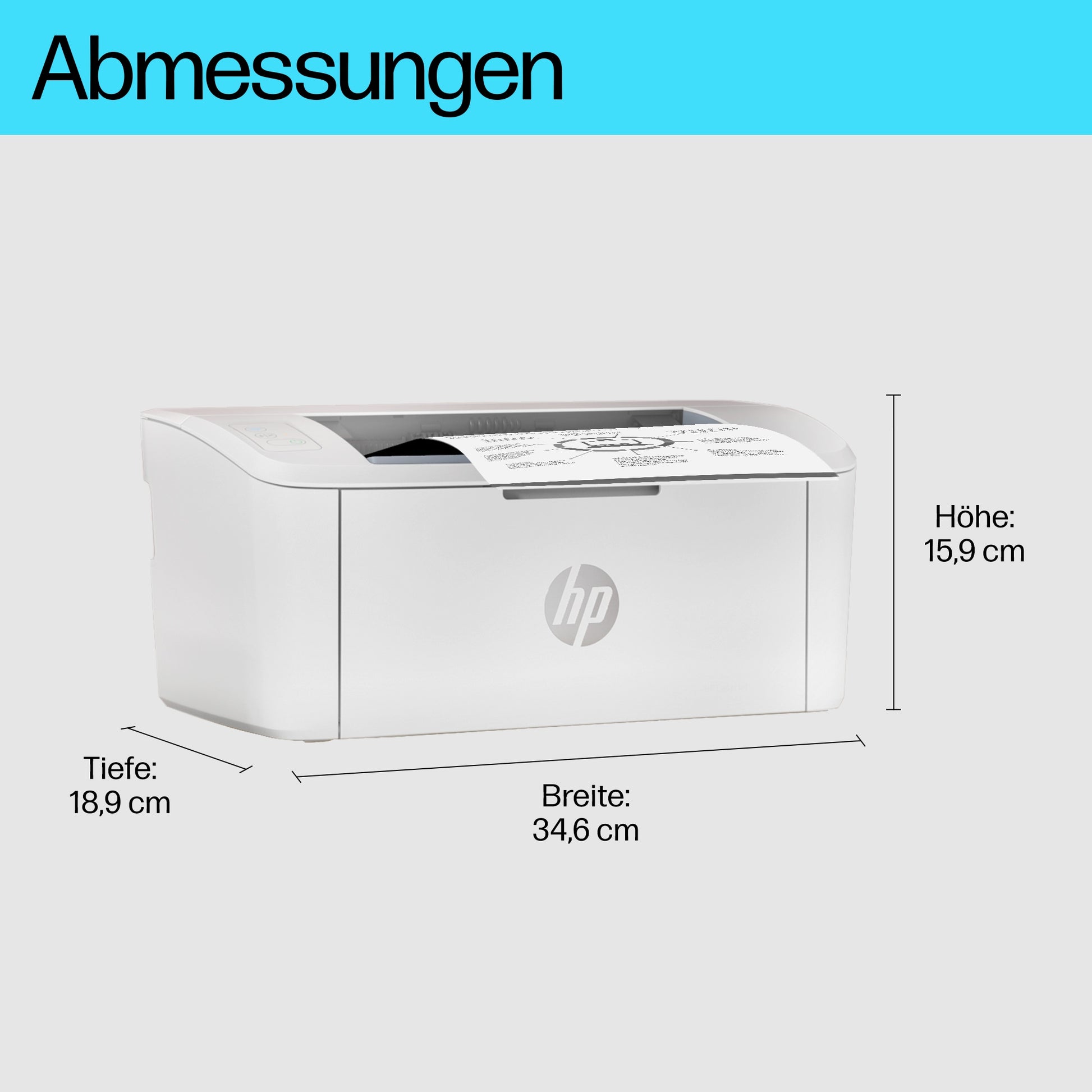 HP LaserJet M110w – A4, S/W, 20 S./Min., 600 × 600 dpi, WLAN/LAN/USB, Papier: 150 Blatt