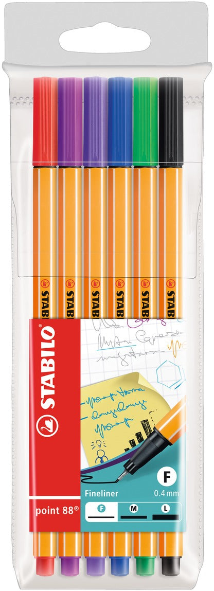 STABILO Fineliner – 6er-Set – 0,4 mm – sortiert
