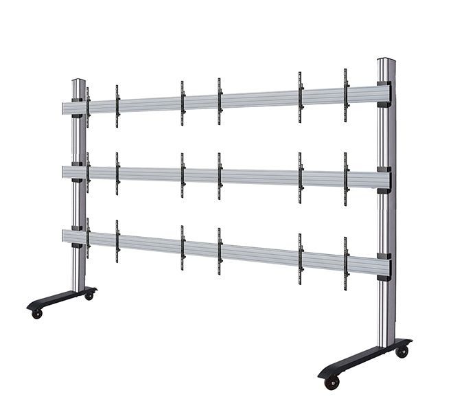 B-Tech TV-Wagen – bis 54" – VESA 600×400 – Höhenverstellbar, für 9 Displays – Schwarz/Silber