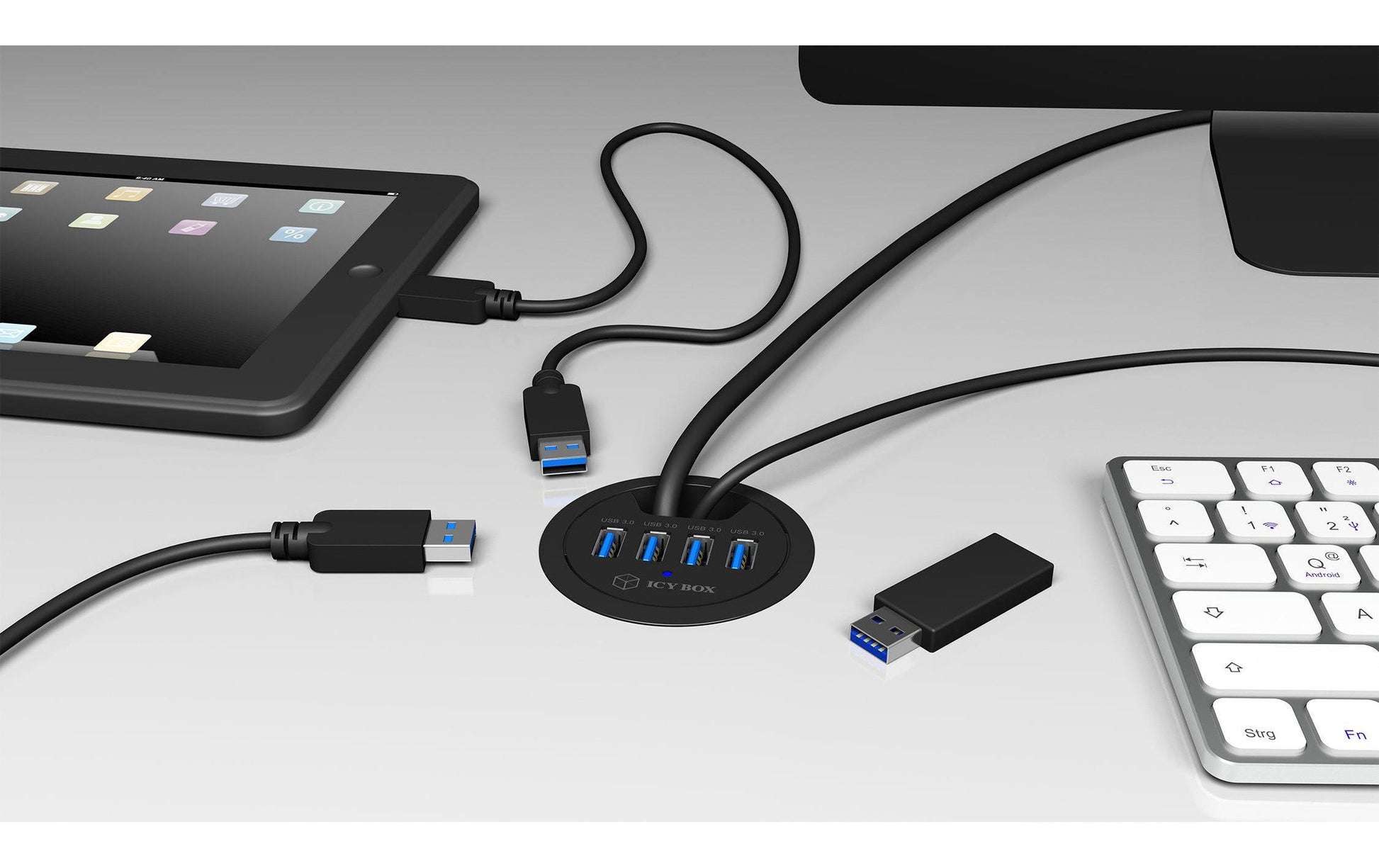 ICY BOX IB-Hub140 USB-Hub – USB 3.0, 4× USB-A, für Windows/Mac/Linux