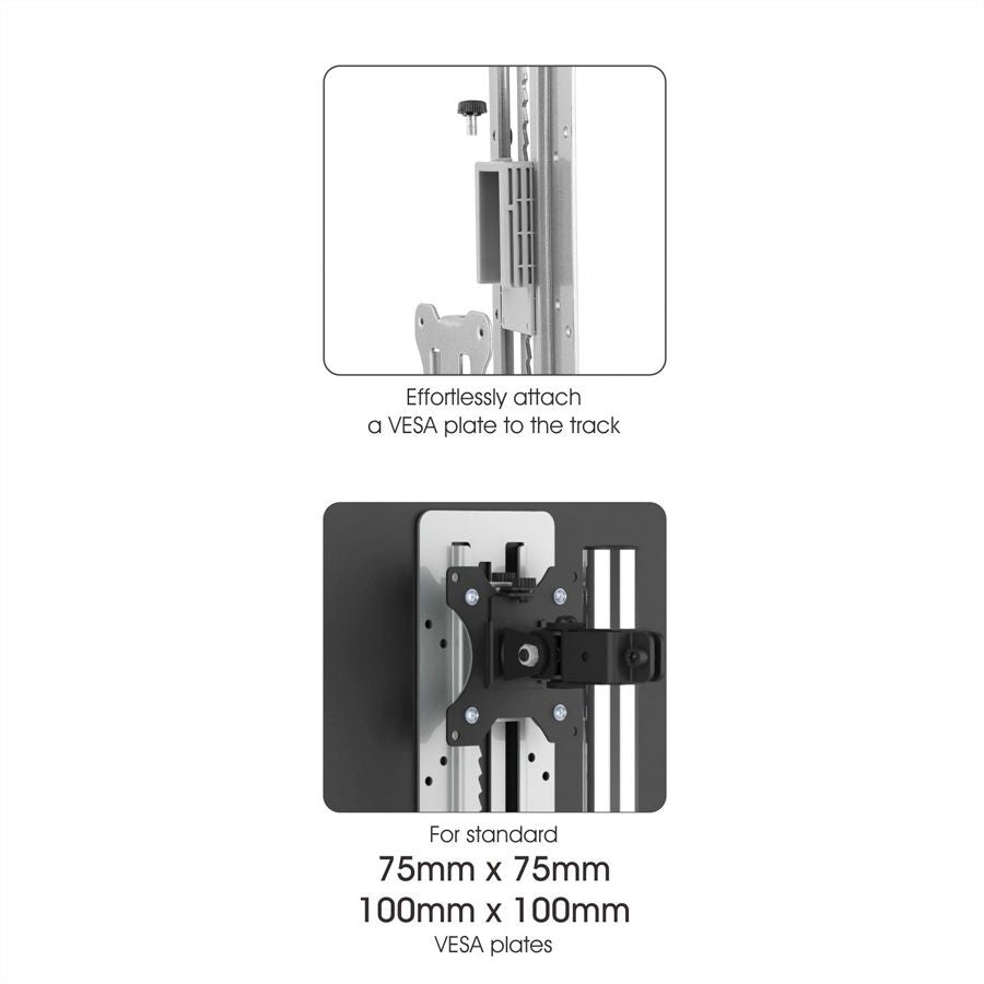 ROLINE VESA-Adapterplatte – bis 27" – VESA 75×75/100×100 mm – bis 8 kg/Monitor – höhenverstellbar – silber
