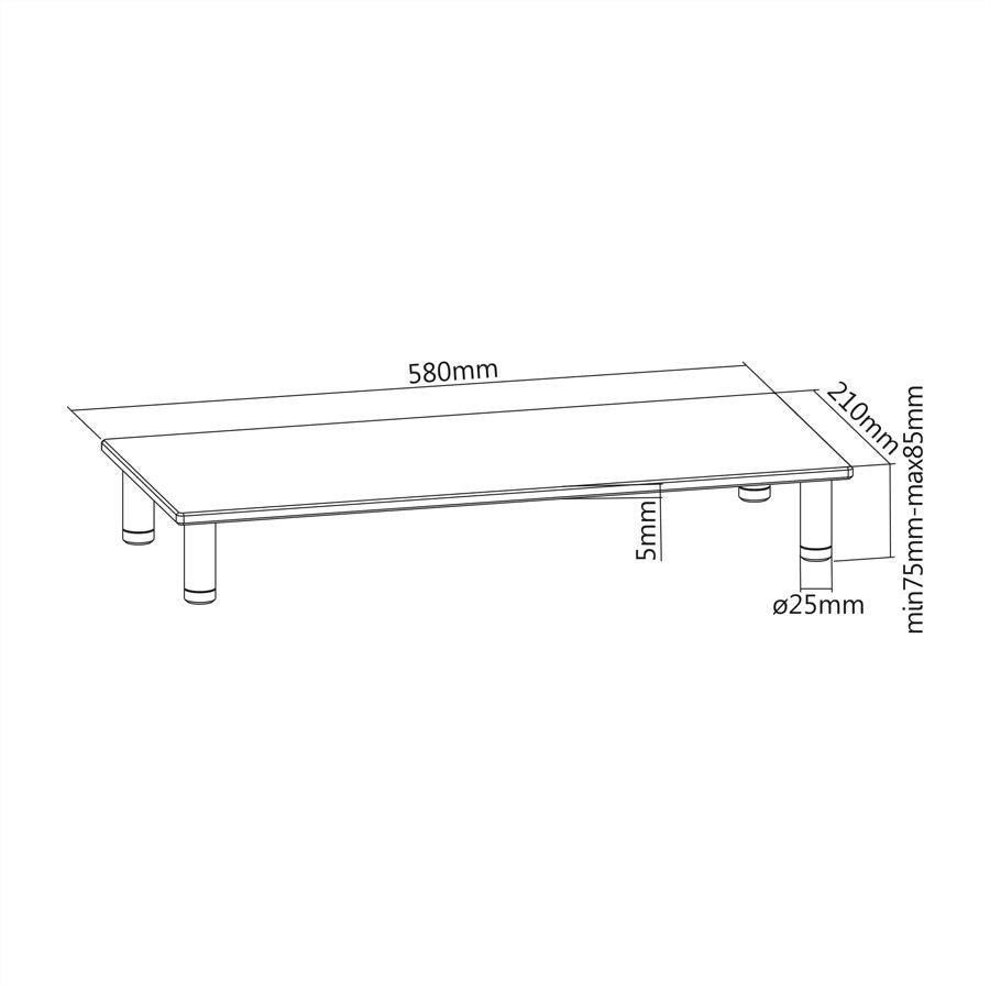 ROLINE Monitor-Tischständer – freistehend – 1 Monitor – bis 20 kg/Monitor – höhenverstellbar – transparent