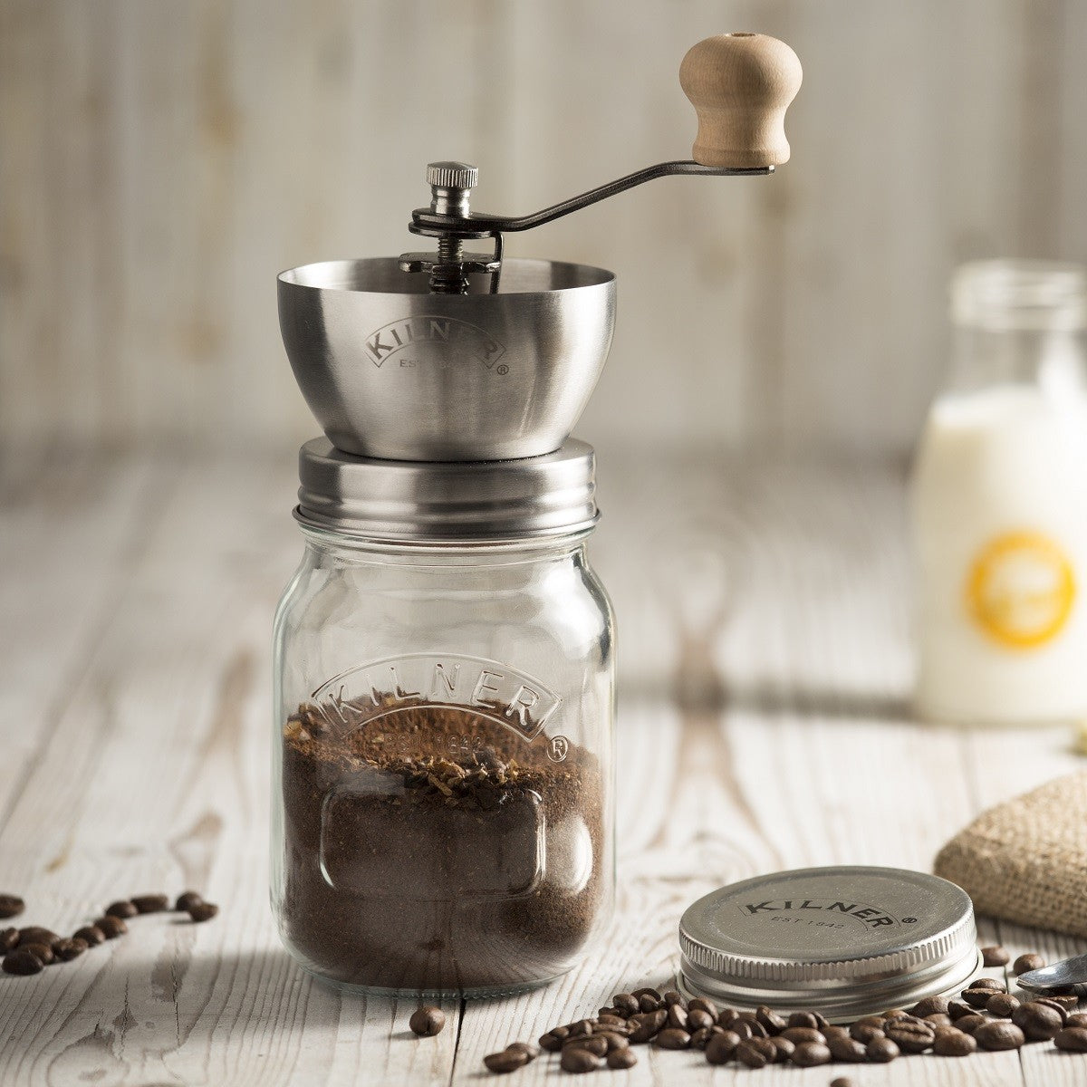 Kilner Kaffeemühle – 500 g, Schlagmesser – Edelstahl/transparent
