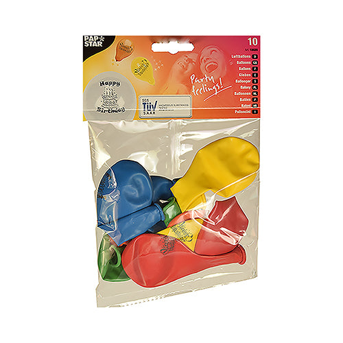 Papstar Luftballons Happy Birthday – Gelb – Ø 22 cm – Latex – 10 Stk