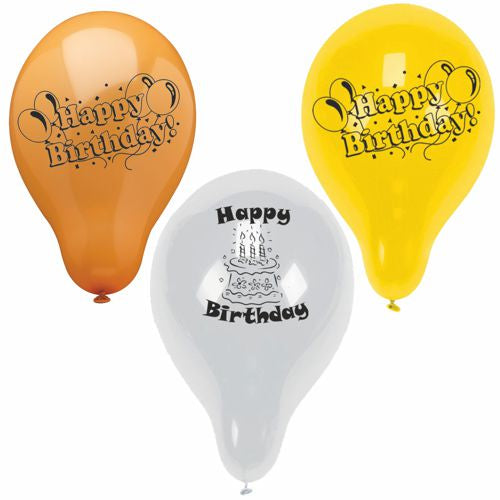 Papstar Luftballons Happy Birthday – Gelb – Ø 22 cm – Latex – 10 Stk
