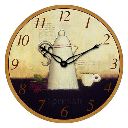 Technoline WT1013 COFFEE POT Wanduhr – Analog, Ø 34 cm, Mehrfarbig, Holz