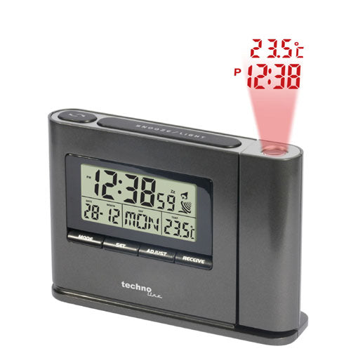 Technoline WT519 Projektionswecker – Funk, Thermometer, 12,9 × 9,2 × 3,4 cm, Schwarz