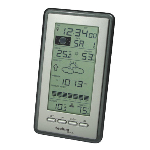 Technoline WS9040-IT – Wetterstation, Innen/Aussen, Hygrometer & Barometer, inkl. Aussensensor – Grau